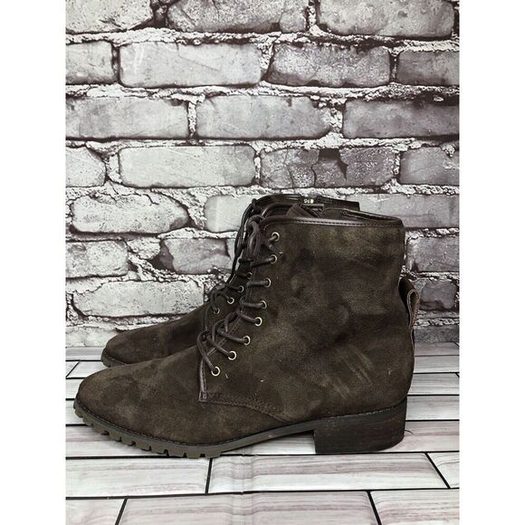 Blondo Brown Suede Leather Waterproof Ankle Lace Up Side Zip Boots Women Sz 10M - Picture 13 of 16